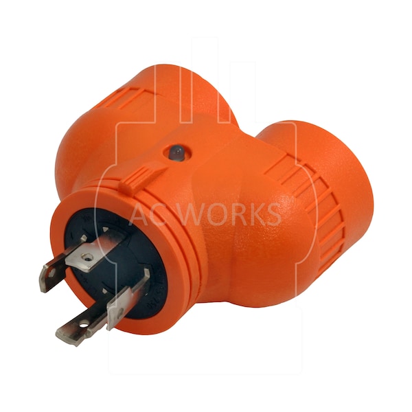 Ac Works Generator Adapter NEMA L14-30P 30A Plug to 2 15/20A Connectors - ADVL1430520