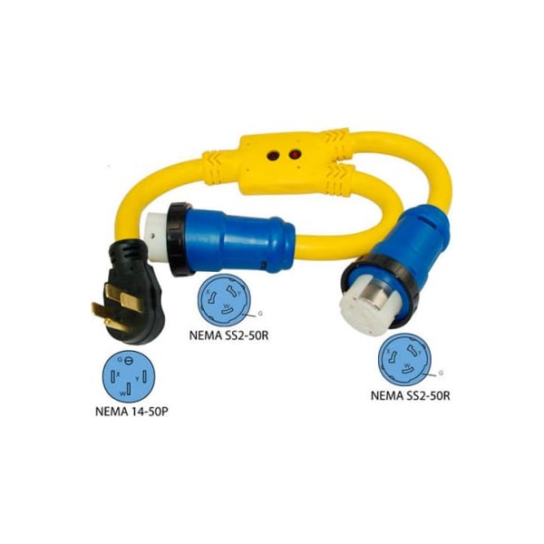 Conntek Conntek 14965, 50 Amp, RV Camp Power Y Adapter Cord, NEMA 14-50P to 2- SS2-50R - 14965