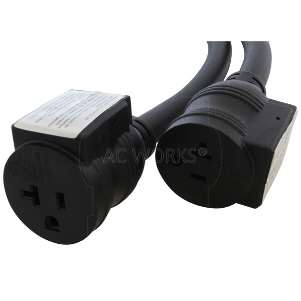 Ac Works 3ft 50A 125/250V NEMA 10-50 3-Prong Range/Welder/Dryer Plug to 2 NEMA 5-20 Household Connections - 1050YCB520