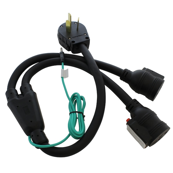 Ac Works 3ft 50A 125/250V NEMA 10-50 3-Prong Range/Welder/Dryer Plug to 2 NEMA 5-20 Household Connections - 1050YCB520