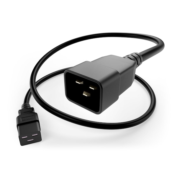 Unirise Usa 7Ft Black C19-C20 Pdu Power Cord, Sjt, 20Amp, 250V - PWCD-C19C20-20A-07F-BLK