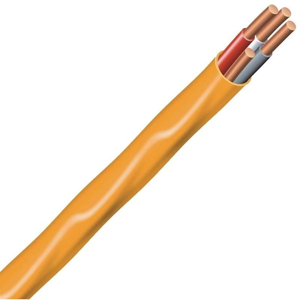 Southwire NM-B, Non-Metallic Building Cable, Copper, 10 AWG, 3C, Orange, Solid, 50 ft - 10/3NM-WGX50