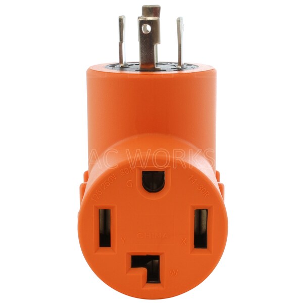 Ac Works L14-30P 4-Prong 30A Generator Locking Plug - 4-Prong 30A 14-30R Dryer Outlet - ADL14301430