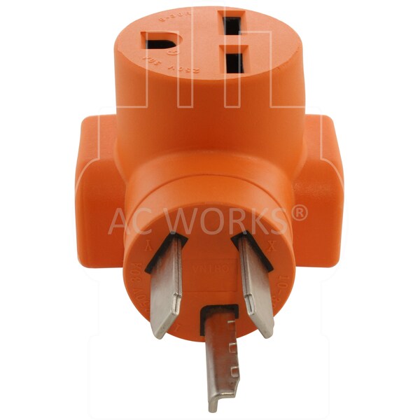 Ac Works 3-Prong Dryer 10-30P Plug to 6-30R 3-Prong 30 Amp 250 Volt HVAC Female Adapter - AD1030630