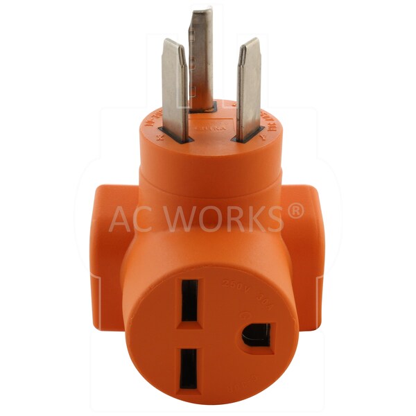 Ac Works 3-Prong Dryer 10-30P Plug to 6-30R 3-Prong 30 Amp 250 Volt HVAC Female Adapter - AD1030630