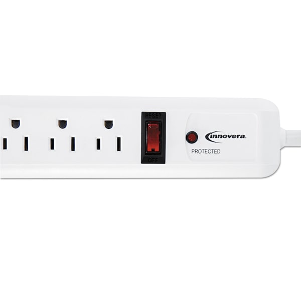 Innovera Surge Protector, 6 Outlets, 4 ft. Cord, 540 Joules, White - IVR71652