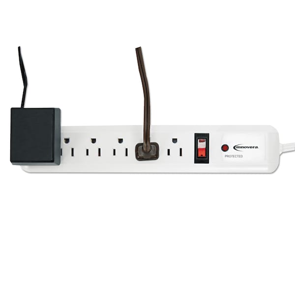 Innovera Surge Protector, 6 Outlets, 4 ft. Cord, 540 Joules, White - IVR71652