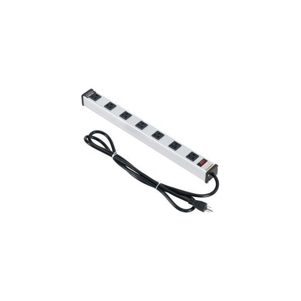 Global Equipment Power Strip, 7 Outlets, 15A, 20"L, 6' Cord - LTS-19-7-6FT