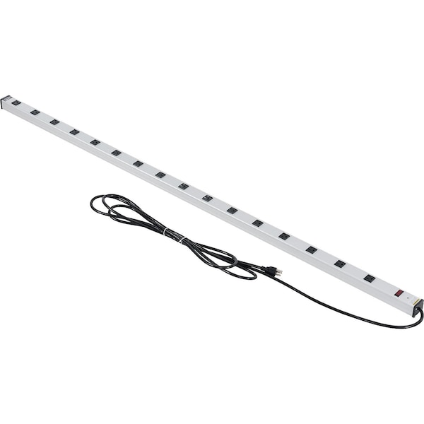 Global Industrial 72 16 Outlet Aluminum Power Strip with 15-ft Cord ETL/cETL - 500892