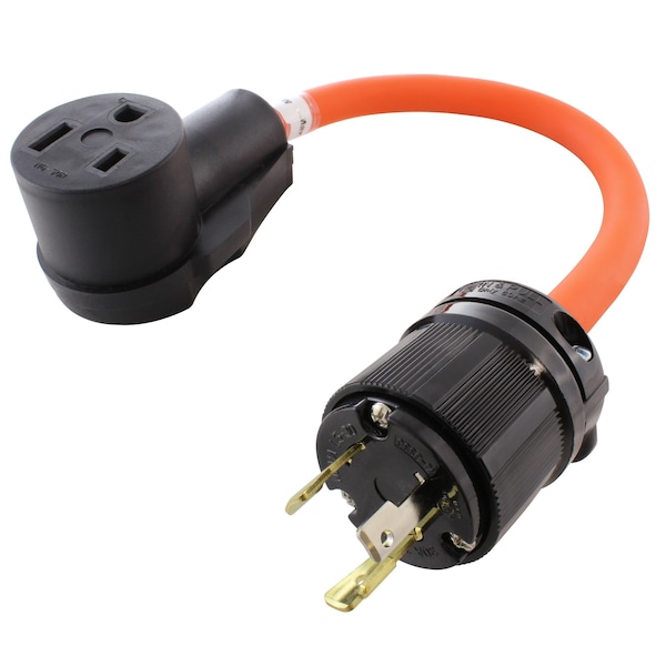 Ac Works 1.5FT 30A 125V L5-30P Generator Locking Plug to 6-50R 50A Welder Adapter - WDL530650-018