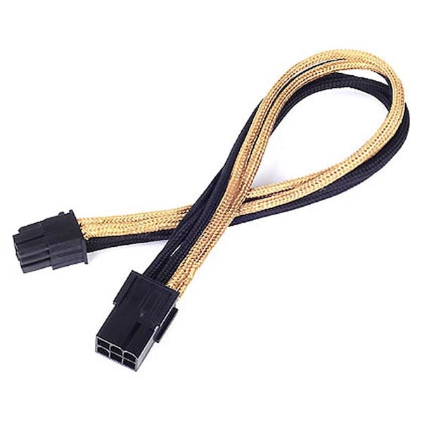 Silverstone 6 Pin 250 mm Power Cable Extender - Black with Gold - PP07-IDE6BG