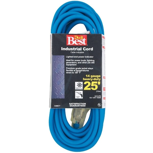 All-Source Extension Cord, 14 AWG, Outdoor, 14/3, 25 ft - RL-JTW143-25X-BL