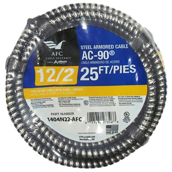 Afc Cable Systems 1404N22-AFC 25 ft. 12-2 ACT Armored Cable, Steel Jacket - AF573638