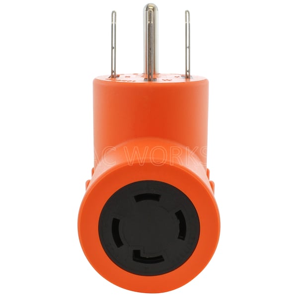 Ac Works 4-Prong NEMA 14-50P Plug to 4-Prong 30A Locking NEMA L14-30R Adapter - AD1450L1430