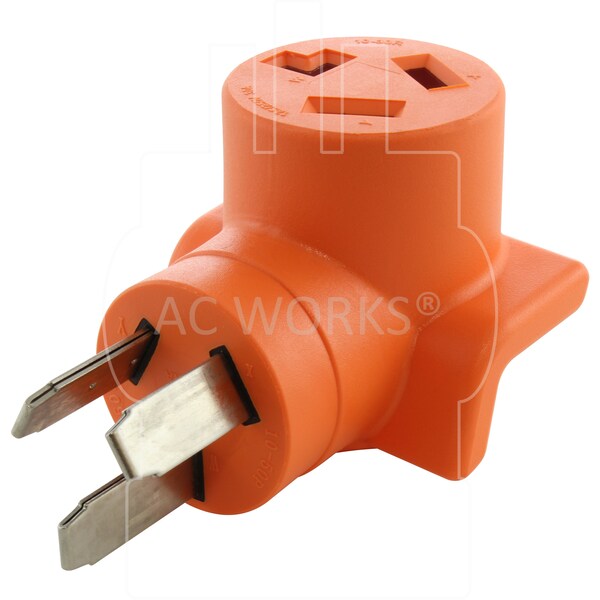 Ac Works 10-50P 50A 3-Prong Old Style Dryer/Range Plug to 10-30R 3-Prong Dryer Outlet - AD10501030