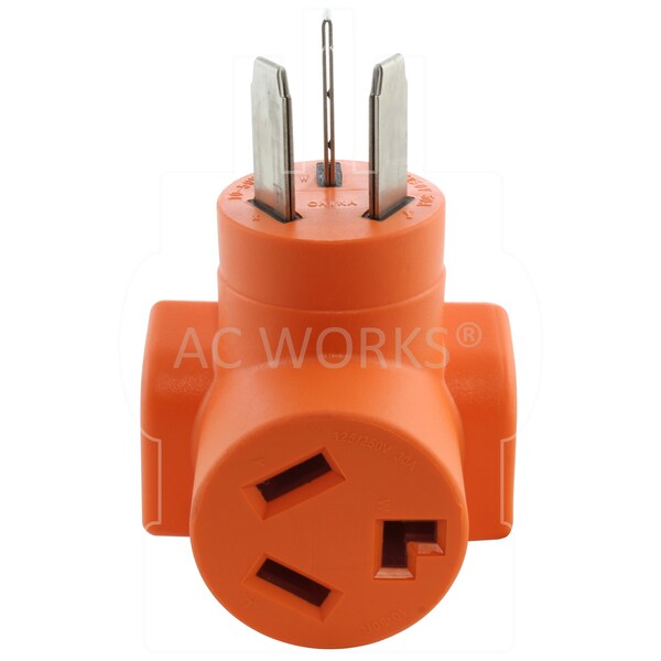 Ac Works 10-50P 50A 3-Prong Old Style Dryer/Range Plug to 10-30R 3-Prong Dryer Outlet - AD10501030