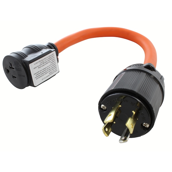 Ac Works 1.5FT 30A 4-Prong L14-30P Locking Plug to Household Outlet with 20A Breaker - L1430CB520