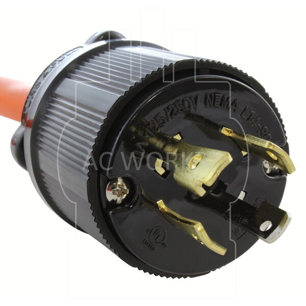 Ac Works 1.5FT 30A 4-Prong L14-30P Locking Plug to Household Outlet with 20A Breaker - L1430CB520