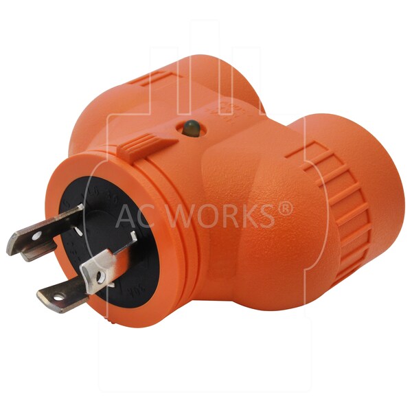Ac Works Adapter L6-30P 30A 250V 3-Prong Locking Plug to 2 6-20R HVAC Connectors - ADVL630620