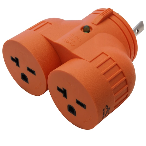 Ac Works Adapter L6-30P 30A 250V 3-Prong Locking Plug to 2 6-20R HVAC Connectors - ADVL630620