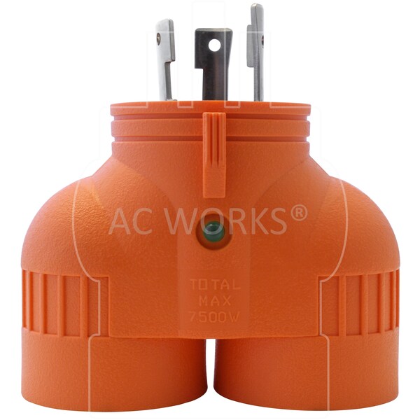 Ac Works Adapter L6-30P 30A 250V 3-Prong Locking Plug to 2 6-20R HVAC Connectors - ADVL630620