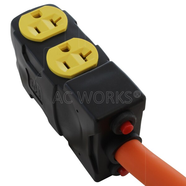 Ac Works 1.5FT L21-20P 20A 5-Prong Locking Plug to 4 household Outlets with 20A Breakers - L2120CBF520