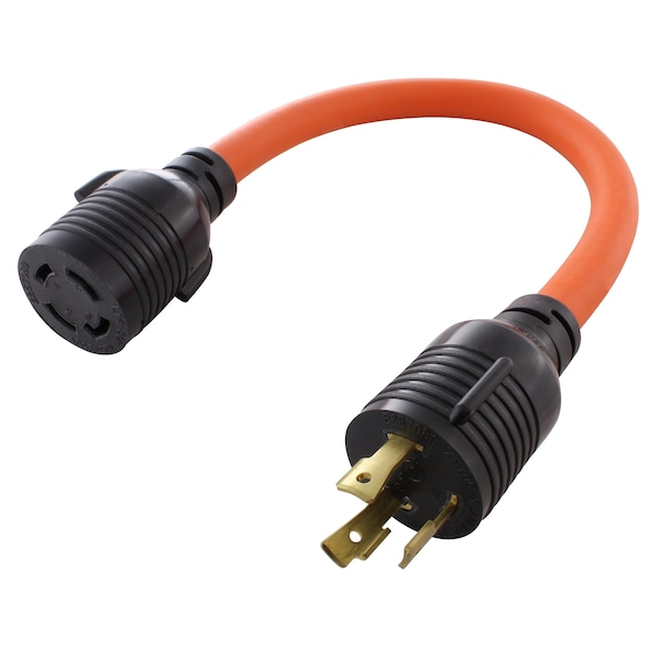 Ac Works 1.5FT L5-30P 3-Prong 30A Plug to L14-30R 30A 125/250V 4-Prong Connector - L530L1430-018