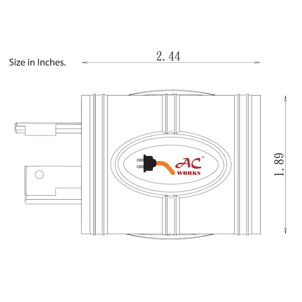 Ac Works Adapter L6-30P 30A 250V Plug to L6-20R 20A 250V Locking Connector - ADL630L620