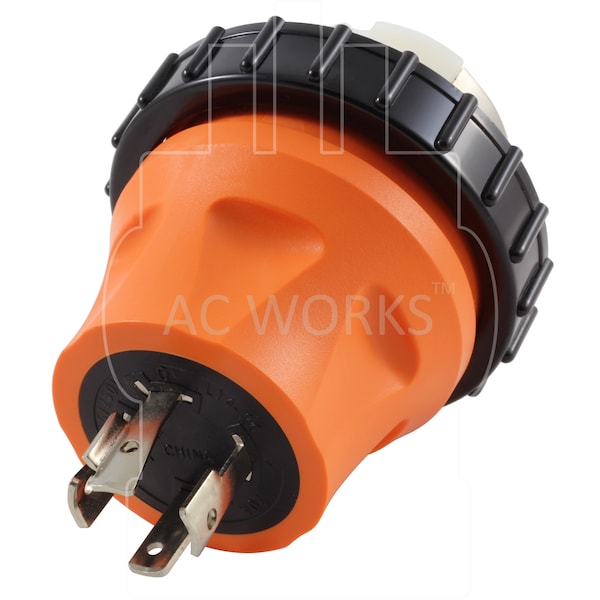 Ac Works Adapter NEMA L14-20P 4-Prong 20A Generator Locking Plug - RV/Marine 50A Inlet - ADL1420SS2