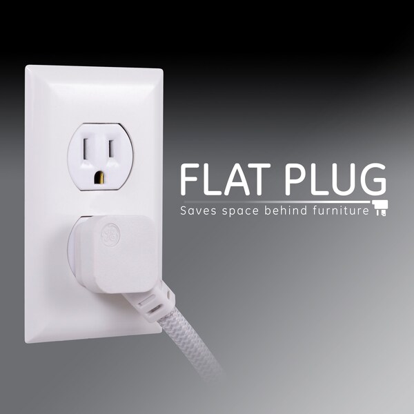 Ge GE 6-Outlet Surge Protector, 560J, 3ft Braided Cord, White - 41352