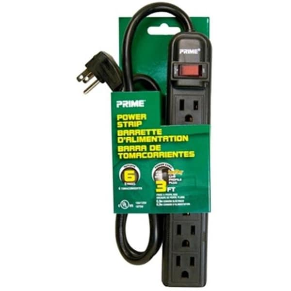 Prime Wire & Cable Prime Wire & Cable PB922009 6 Outlet Power Strip with 3 ft. Cord - PB922009