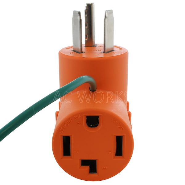Ac Works 3-Prong OLD Dryer Plug to 4-Prong NEW Dryer Connector Adapter - AD10301430