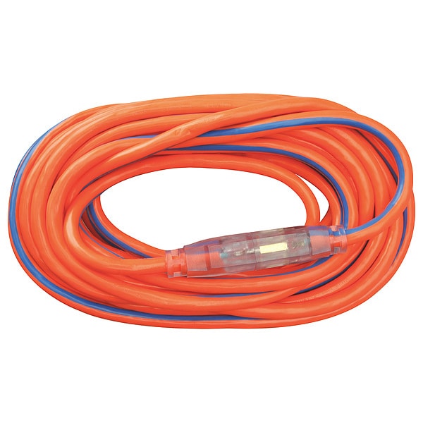 Southwire SJTW Extension Cord, 12 AWG, Outdoor, 12/3, 1 Outlets, 5-15R, Orange/Blue, PVC, 5-15P, 50 ft - 2548SW003V