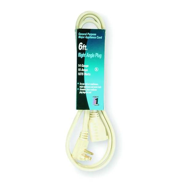 Power First SPT-3 Extension Cord, 14 AWG, Indoor, 14/3, 1 Outlets, 5-15R, Beige, PVC, 5-15P, 6 ft - 3AY45