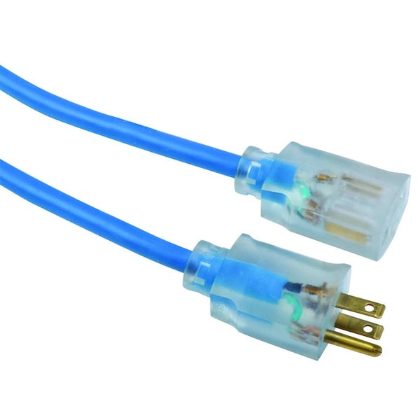 Southwire SJTW Extension Cord, 14 AWG, Outdoor, 14/3, 1 Outlets, 5-15R, Blue, PVC, 5-15P, 25 ft - 2467SW8806