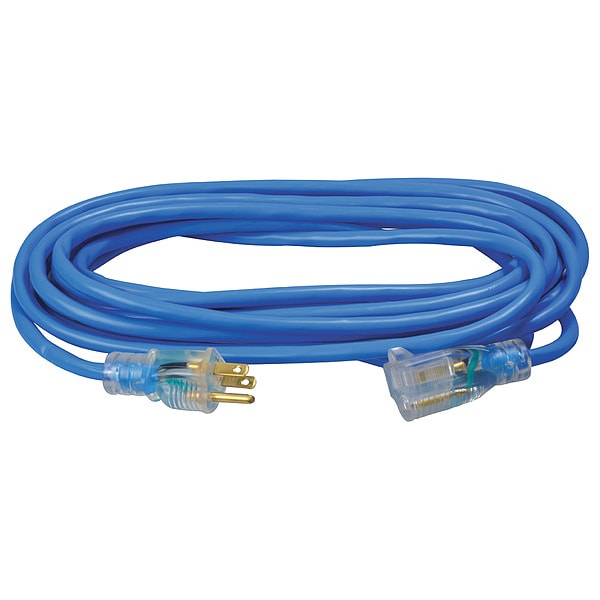 Southwire SJTW Extension Cord, 14 AWG, Outdoor, 14/3, 1 Outlets, 5-15R, Blue, PVC, 5-15P, 25 ft - 2467SW8806