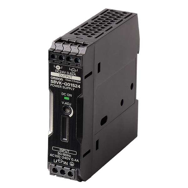 Omron DC Power Supply, 100/240V AC, 24V DC, 15W, 0.63A, DIN Rail - S8VK-G01524