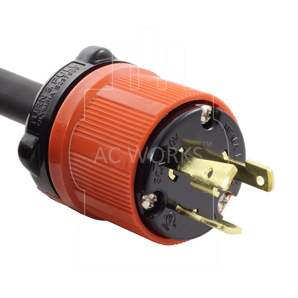Ac Works SOOW; Cold Weather Extension Cord, 10 AWG, Indoor/Outdoor, 10/3, 1 Outlets, Black, Rubber, Nylon - L630PR-050