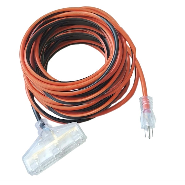 K-Tool International SJTW Extension Cord, 14 AWG, Indoor/Outdoor, 14/3, 3 Outlets, 50 ft - KTIXD73343