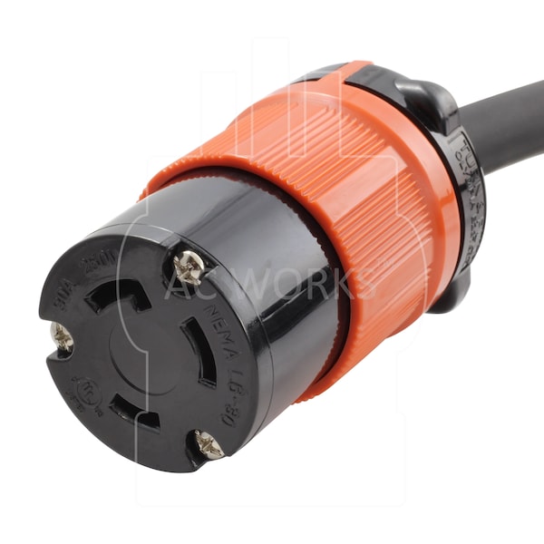 Ac Works SOOW; Cold Weather Extension Cord, 10 AWG, Indoor/Outdoor, 10/3, 1 Outlets, Black, Rubber, L6-30P - L630PR-100