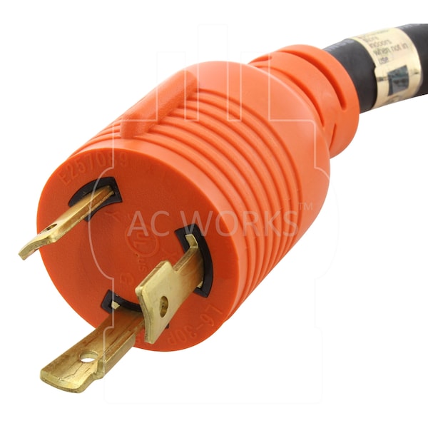 Ac Works SOOW; Cold Weather Extension Cord, 10 AWG, Indoor/Outdoor, 10/3, 1 Outlets, Black, Rubber, Nylon - L630PR-025