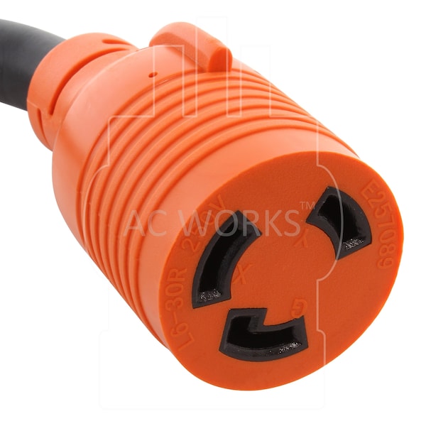Ac Works SOOW; Cold Weather Extension Cord, 10 AWG, Indoor/Outdoor, 10/3, 1 Outlets, Black, Rubber, Nylon - L630PR-025