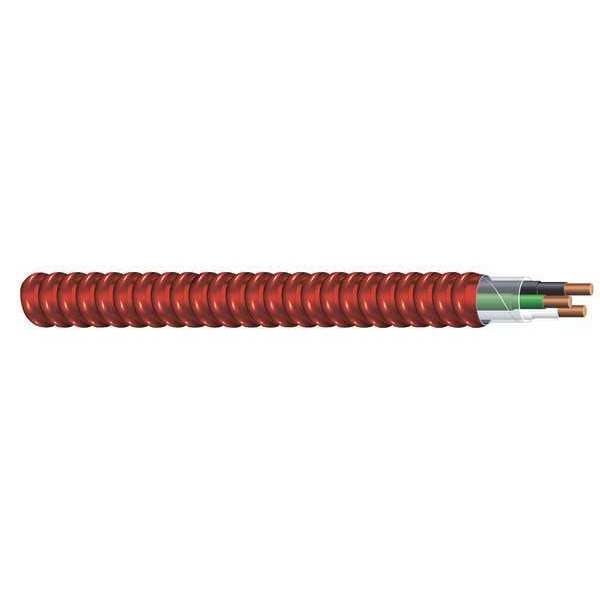 Southwire MC FPLP, Metal Clad Building Cable, Copper, 14 AWG, 2C with Ground, Red, Solid, 250 ft - 55469002