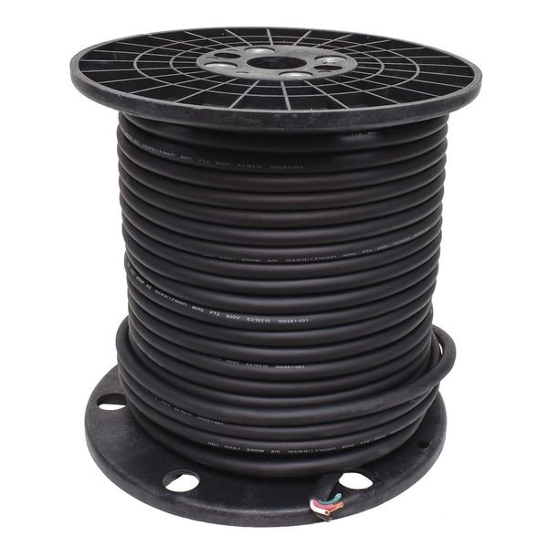 Zoro Select Portable Cord, SOOW, 16 AWG, 5 C, Black, EPDM Rubber, Stranded, 600V, Indoor/Outdoor - E3706