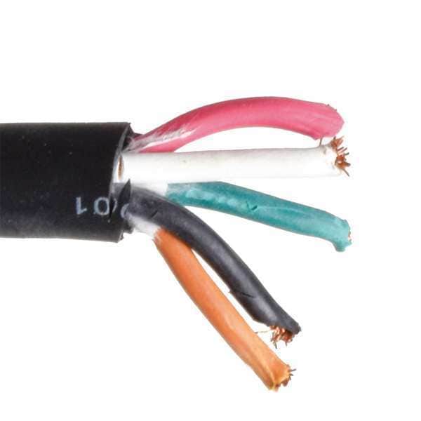 Zoro Select Portable Cord, SOOW, 16 AWG, 5 C, Black, EPDM Rubber, Stranded, 600V, Indoor/Outdoor - E3706