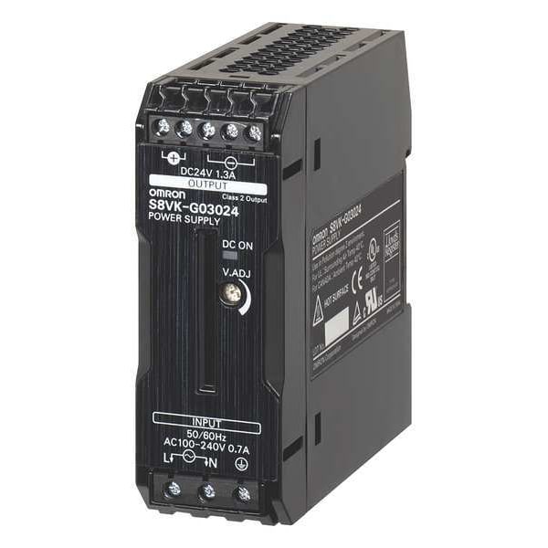Omron DC Power Supply, 100/240V AC, 24V DC, 30W, 1.3A, DIN Rail - S8VK-G03024
