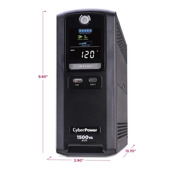 Cyberpower 6 ft. L 10 outlets Battery Backup/Surge Protector Black 890 J - LX1500GU3