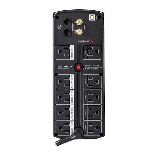 Cyberpower 6 ft. L 10 outlets Battery Backup/Surge Protector Black 890 J - LX1500GU3