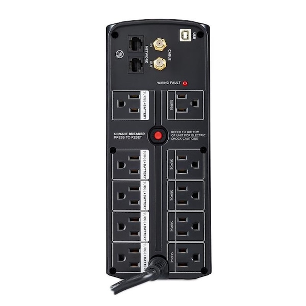 Cyberpower 6 ft. L 10 outlets Battery Backup/Surge Protector Black 890 J - LX1500GU3