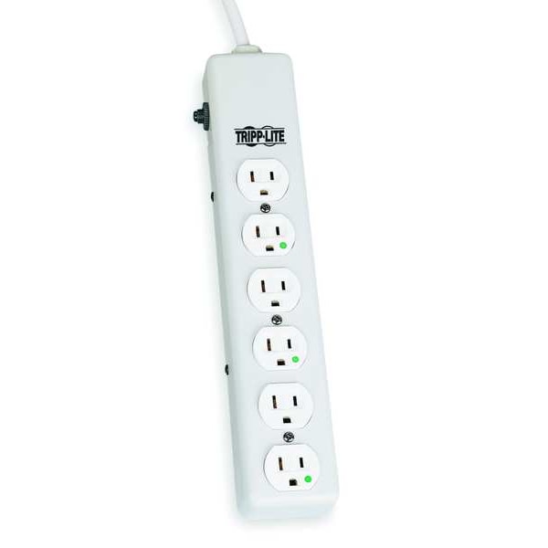 Tripp Lite Outlet Strip, White, 6 ft. - PS-606-HG
